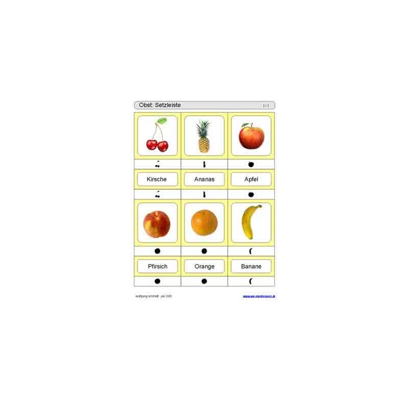 Schiebe- und Aufdeckspieleinlagen - Obst