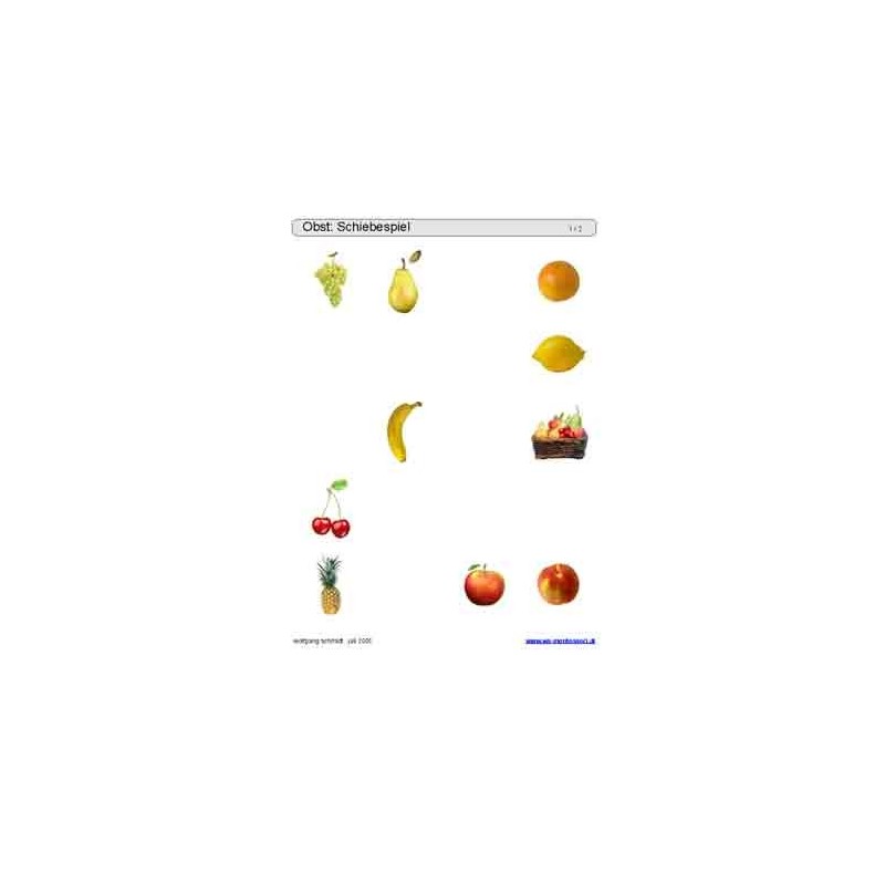 Schiebe- und Aufdeckspieleinlagen - Obst