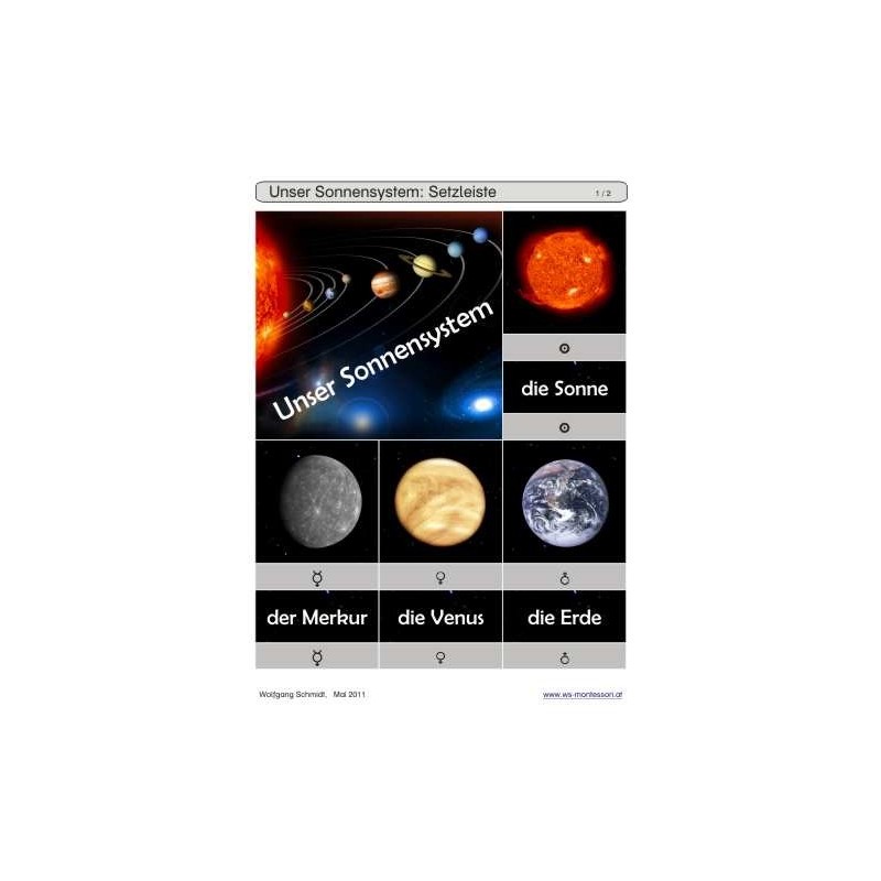 Schiebe- und Aufdeckspieleinlagen - Unser Sonnensystem