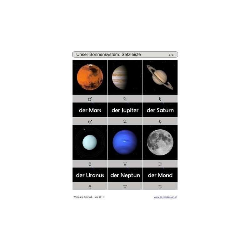 Schiebe- und Aufdeckspieleinlagen - Unser Sonnensystem